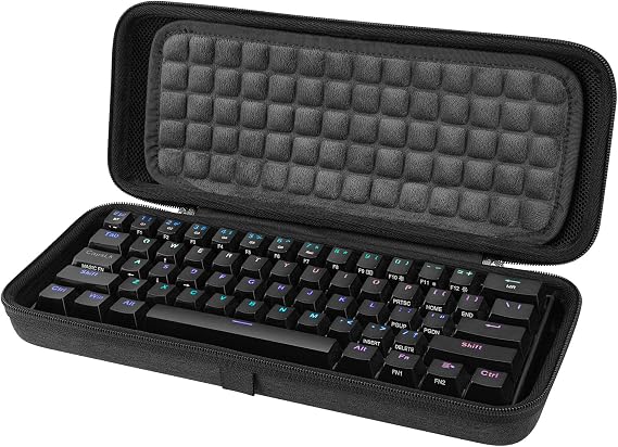 Linkidea Compact 60% Keyboard Hard Travel Case, Computer 61 Keys Wireless/Wired Keyboard Carrying Case Protective Storage Box Bag, Razer Huntsman Mini 60%, Compatible with Logicool G PRO X 60