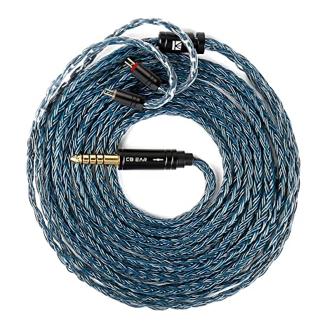 keephifi 1.5m/5ft 2 Pin IEM Cable 4.4mm KBEAR ST16 Max Black Blue In-Ear Monitor Cable Earphone Wire 16 Strands SPC Headphone Cable for Truthear Hexa HOLA/Zero Moondrop Blessing/Aria/Stellaris