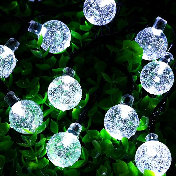 Brightown Solar String Lights, LED Illumination Lights, 60 Bulbs, 11 Meters, IP65 Waterproof, Automatic Night Light, 8 Lighting Modes, Christmas Lights, Garland Lights, Decorative Lights, Camping,