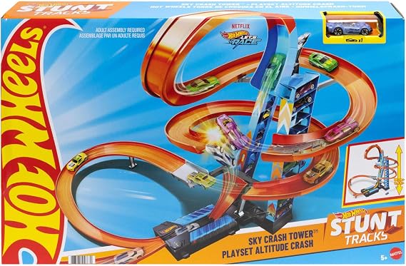 Hot Wheels Sky Crash Tower Track Set & Toy Car