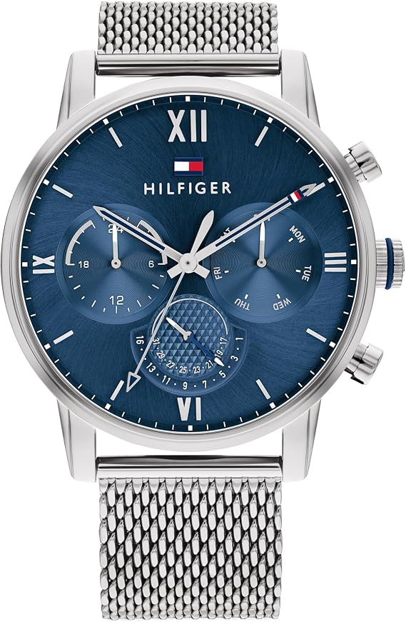 Tommy Hilfiger Analogue Multifunction Quartz Watch for Men with Stainless Steel Mesh or Link Bracelet
