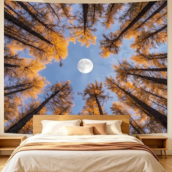 Apdidl Space Forest Ceiling Tapestry for Bedroom, Nature Autumn Tapestries