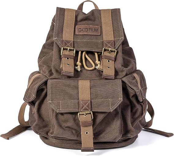 Gootium Classic High-Density Thick Canvas Backpack Rucksack, Tiramisu, Small