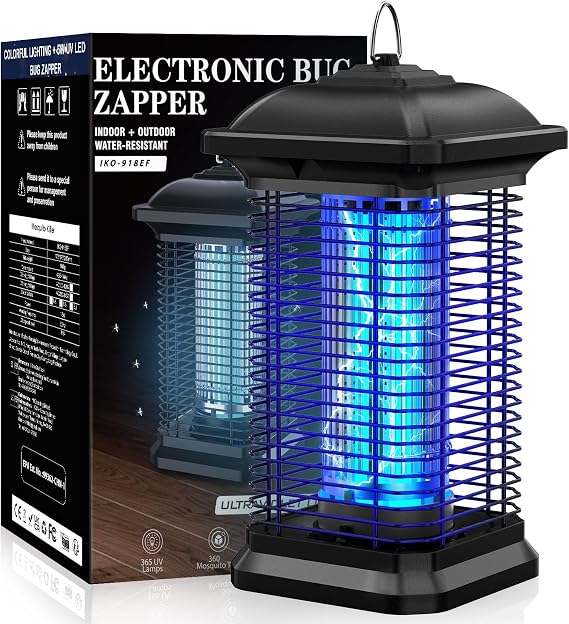 Electric Insect Killer 1 EUQQZU 18 W 4000 V Powerful Waterproof Fly Trap Electric UV Mosquito Lamp Fly Trap Range 100 m² for Indoor and Outdoor Use