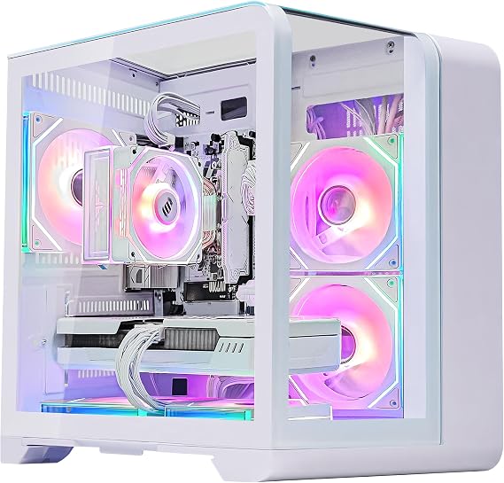 Pure White Model Gaming Desktop PC - AMD Ryzen 7 7700 8-Core Up to 5.3GHz - GeForce NVIDIA RTX 5070 with 12G | DLSS 4 Supported - 32GB DDR5 6000MHz RAM - 1TB NVMe SSD - WIFI & Bluetooth - RGB Fans