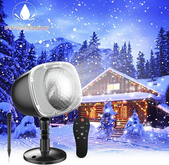 Kar yağışı Noel Işığı Projektörü, İç Mekan Dış Mekan Tatil Projektör Işıkları, Uzaktan Kumandalı, Dönen Kar Düşen Projektör Lambası, Cadılar Bayramı Noel Düğün Bahçe Peyzaj Dekoratif (Kar Noktaları)