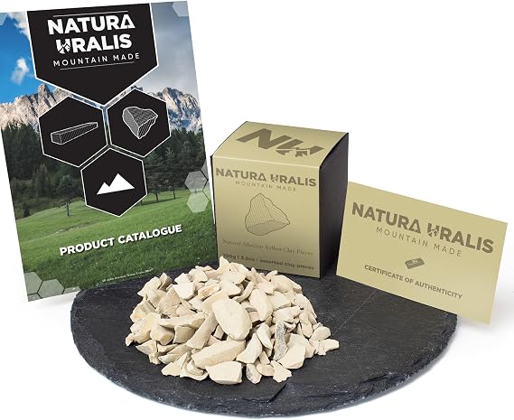 Natura Uralis Siberian Yellow Clay 100 g Natural Yellow Tone Pastel to Golden Yellow - Amazing Crunch Satisfying Earthy Velvety and Firm Texture ASMR Experience