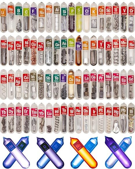 Elements Periodic Table Real Purity 99.99% Sealed in Glass Tube Gift Educational Material Display Collection 80 Pieces