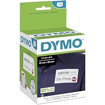 DYMO LW Name Badge Labels, 12 Hour End Use Notification Discs for LabelWriter Label Printers, White, 2-1/4" x 4", 1 roll 250 (30911)