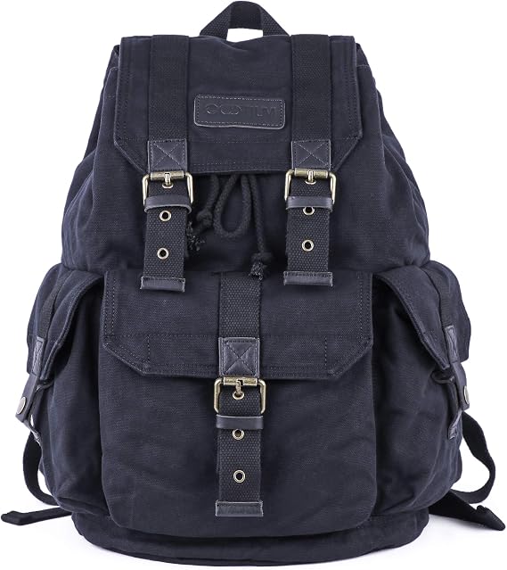 Gootium 21101GRY-S Specially High Density Thick Canvas Backpack Rucksack Black Small Size