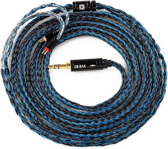 2 Metre Uzunluk Kulaklık Kablosu KBEAR ST16 Plus 16 çekirdekli 2M Uzunluk IEM Kablo 5N OCC Gümüş Kaplama Yükseltme Örgülü Kulaklık Uzatma Kabloları 3,5 Altın Kaplama Fişli (3,5 mm 2PIN 0,78 MM, Siyah