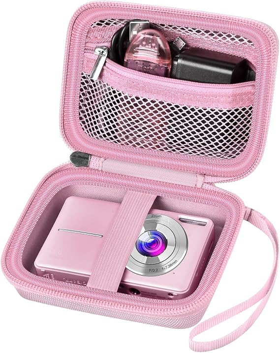 Digital Camera Case Compatible with VAHOIALD FHD 1080P/ for CAMKORY Digital Point and Shoot/for Kodak PIXPRO FZ45-BK 16MP Vlogging/for IWEUKJLO/for Nsoela, Holder for SD Card More- Pink (Box Only)