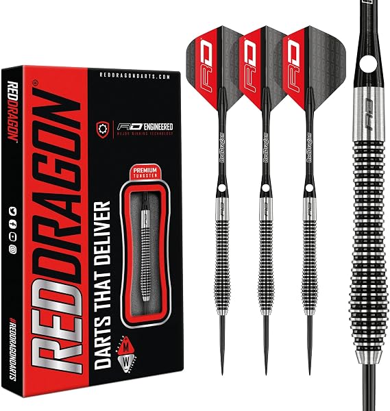 RED DRAGON Lethal Magic 25g, 28g or 30g Tungsten Darts Set with Flights and Stems