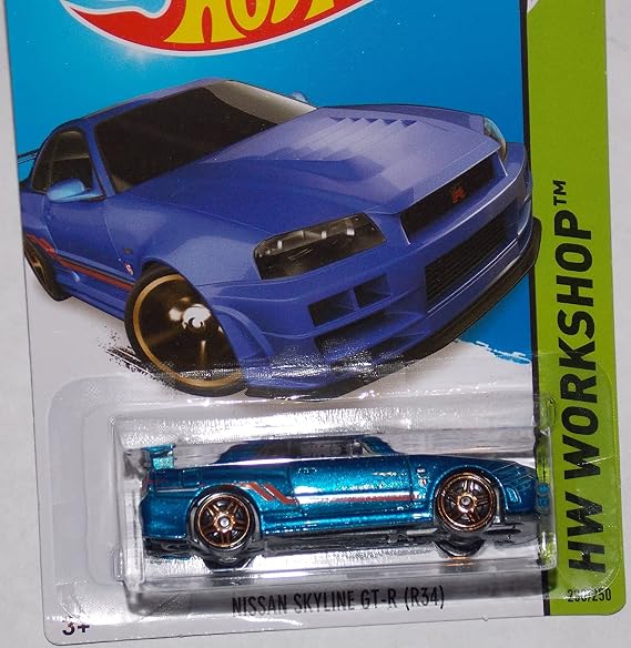 2014 Hot Wheels Nissan Skyline GT-R R34 Blue 230/250 HW WORKSHOP Then And Now