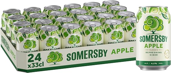 Somersby Apple Cider 0.33 Litre Tin 24 Cans Fruity Apple Cider with 4.5% Vol. No Artificial Colours and Flavours (24 x 0.33 L)