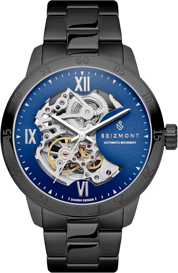 Dante II | Black Skeleton Watch with Gold-Tone Movement