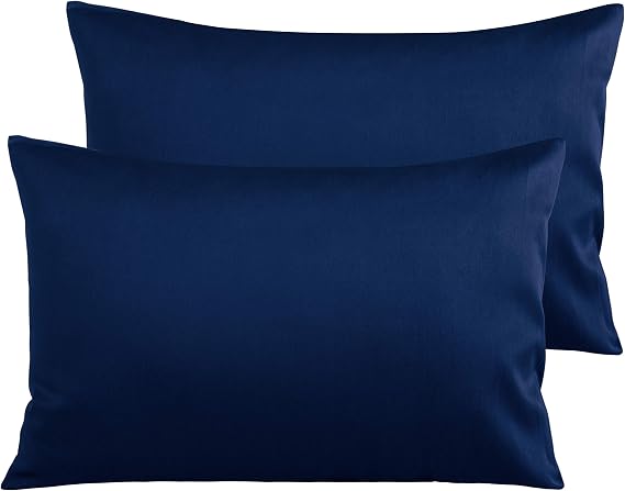 NTBAY 2 Pack Egyptian Cotton Standard Pillowcases, 50x75 cm, Navy