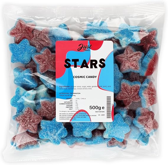 Just Treats Red, White & Blue Stars (500g Share Bag)