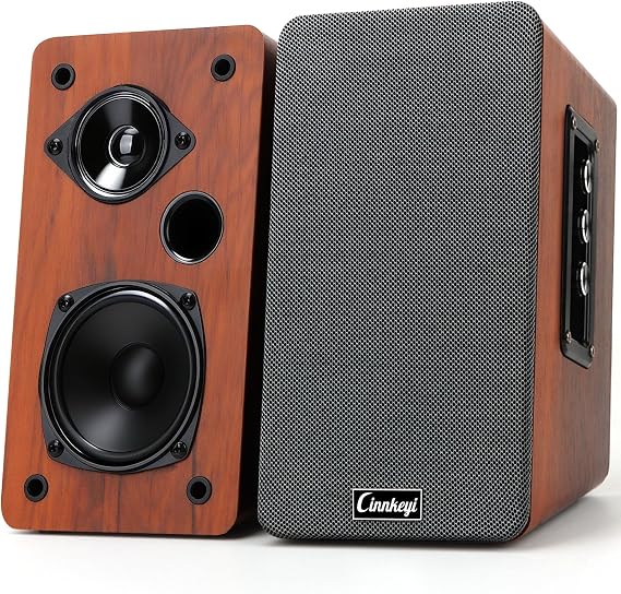 50W AC Powered Bookshelf Speakers,Passive 2.0 Computer Speaker with Bluetooth/RCA/AUX/USB Connections, TV/PC/Laptop/Turntable Speaker with Strong Bass (C5205-US)
