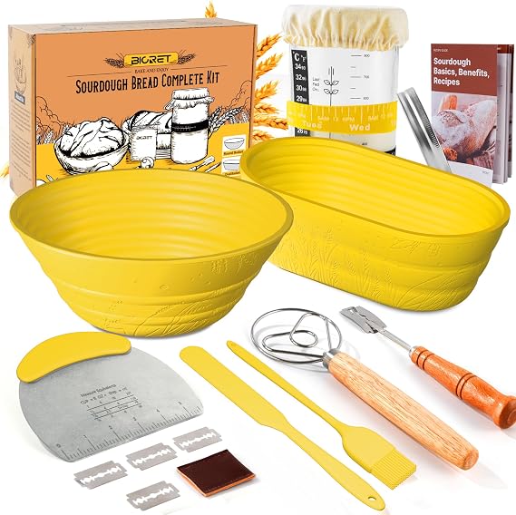 Sourdough Bread Baking Supplies 34 OZ Sourdough Starter kit 2 Bread Proofing Basket