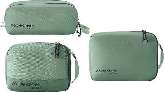 Eagle Creek Pack-It Overnight Set I 3-Piece for Weekend Trips I Packing Cube, Clean/Dirty Cube & Quick Trip Bag I 100% Recycled I Willow