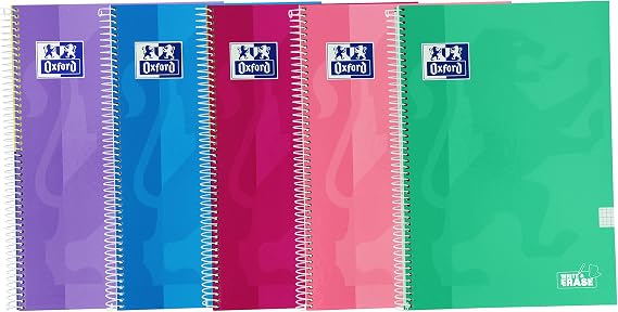 Oxford, Notebooks A4 (Folio) 4x4 Square, Extra Cover, Pack 5