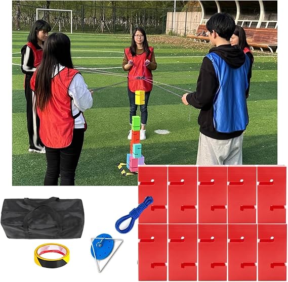 Block Stacking Tower Game Kit for Team Building, Office Icebreakers, and Group Activities