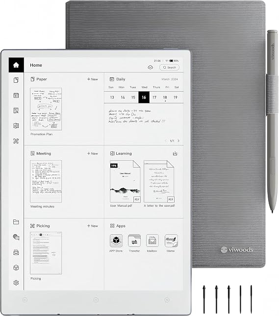 VIWOODS AiPaper 10.65" AI E Ink Tablet, Digital Notebook Bundle with Pen