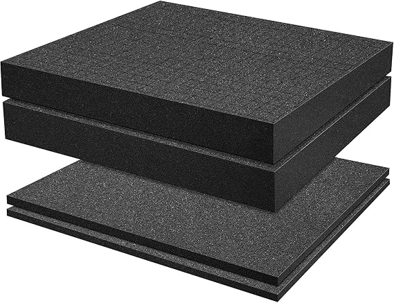 4PCS Square Foam Cube, Pick Apart Foam Insert, Black Tool Box Foams