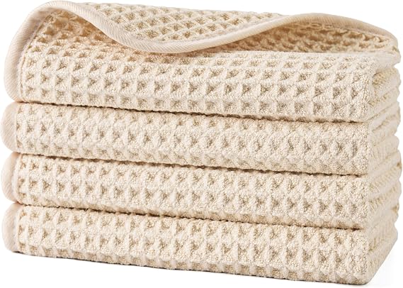 POLYTE 430 GSM Microfibre Waffle Wash Cloth Face Towel, 33.0x33.0 cm