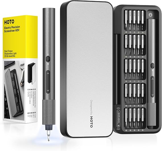 HOTO 25-in-1 Mini Electric Screwdriver Set Upgraded with LED Light