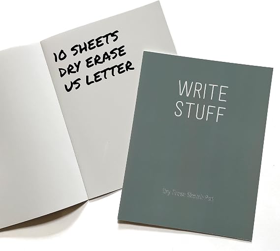 Write Stuff Dry Erase Reusable Notebook - Whiteboard Notebook - Dry Erase Notepad - Letter Size 8.5 x 11 inches (10 Sheets)