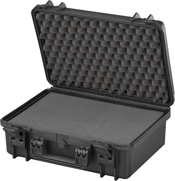 Max Cases - MAX430S.079 Black - Airtight Suitcase with Foam Pre-Cut Cubes - Internal Dimensions 426 x 290 x 159 mm
