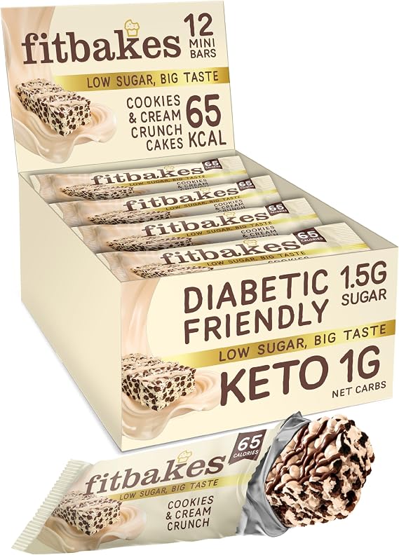 Fit bakes Keto Cookies & Cream Mini Bars, 1 Net Carb Low Sugar Diet, 12x19g