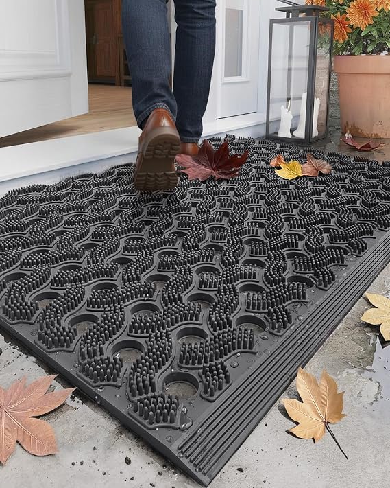 COLOR&GEOMETRY Super Heavyweight TPE Welcome Mat Outdoor, 60x90cm Grey
