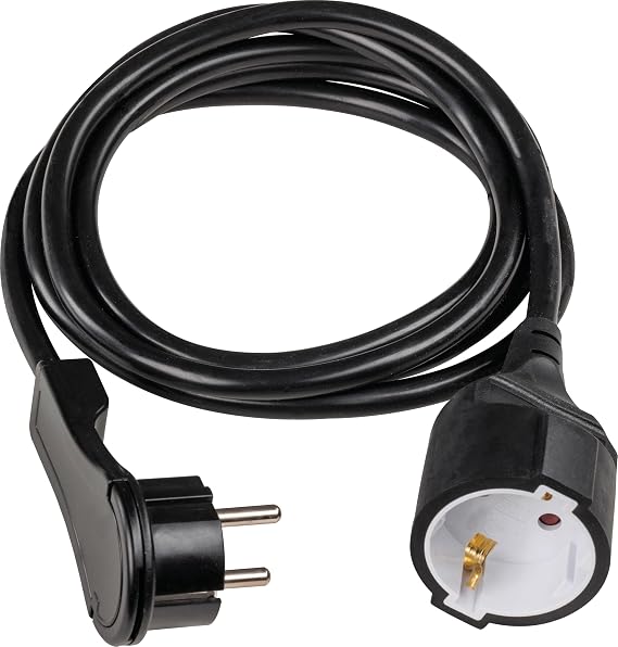 as - Schwabe Extension Cable 2 m H05VV-F 3G1,5 with Flat Plug - Extension