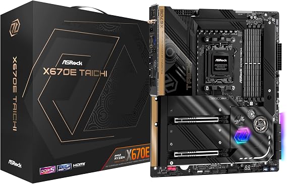 ASRock Motherboard X670E Taichi AMD Ryzen 7000 Series CPU Soket AM5 Compatible X670E E-ATX Motherboard