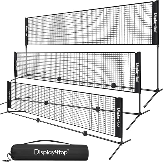 display4top 3M 4M 5M Badminton Net Set, Volleyball Tennis Net, Height Adjustable, Portable with Portable Carry Bag, Sports Net for Indoor or Outdoor Court, Beach, Driveway