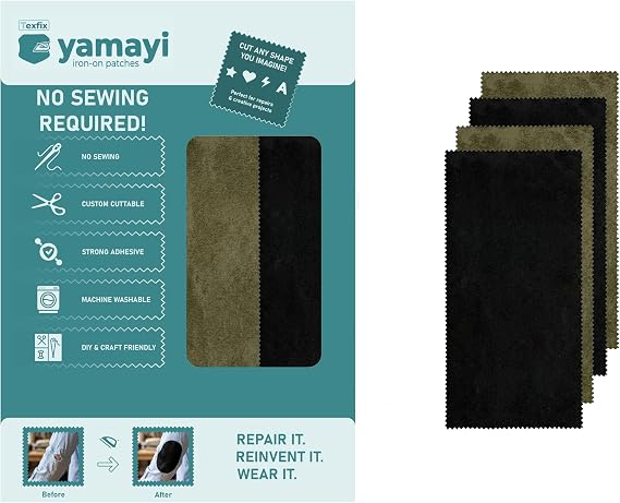 Texfix Yamayi, Ütü ile Yapışan Yama, Yapışkanlı Yama, 4 adet 28 cm x 15 cm, Yıkamaya Dayanıklı, Dikiş Gerektirmez (Suede-1)