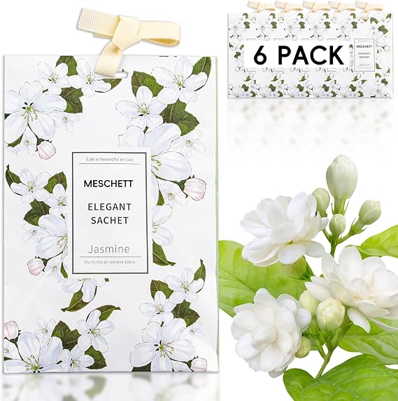 Scented Sachet for Drawers and Closets, Long-Lasting Air Freshener Sachets Bags, Hanging Potpourri Bags with Fragrances for House Room, Wardrobe and Car, Home Fragrance Products, Jasmine