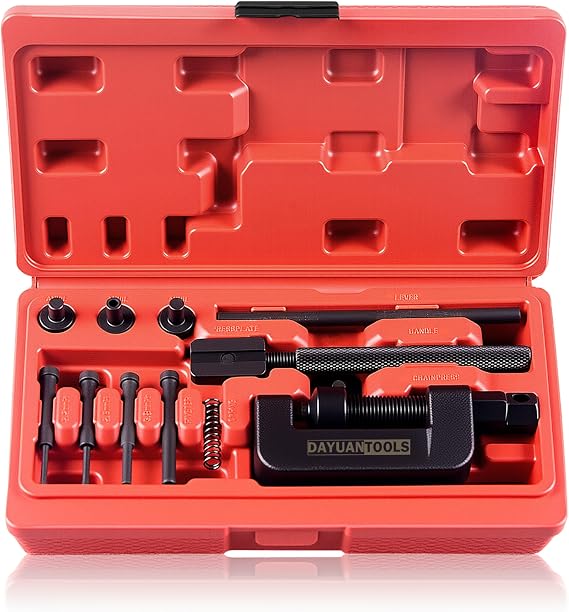 DAYUAN 13 pcs Motorcycle Chain Breaker Set, Chain Removal Tool Chain Cutter and Riveter Kit for Cam and 25 to 630 Chains