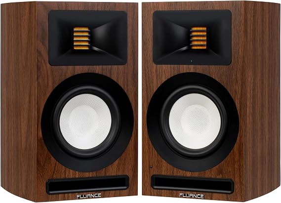 Fluance Ri71 Reference Stereo Powered Bookshelf Speakers with High Performance AMT Tweeters, 5" Drivers, 120W Amplifier for Music, Turntable, TV, PC - HDMI, Bluetooth, RCA & Subwoofer Out (Walnut)