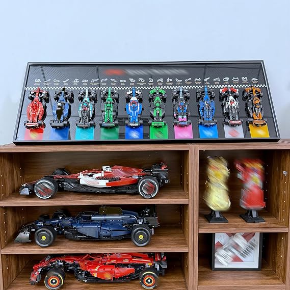 Display Frame Compatible with Speed Champions F1 10 Cars 77242-77251, 43.31x15.75 Inch Wall Mount Wall Board for Collection Rooms, Living Rooms and Offices (Excluding models)