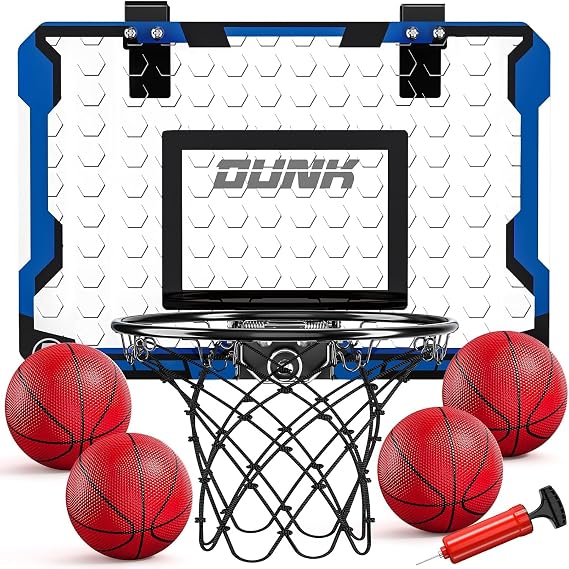 TEMI Indoor Basketball Hoop Mini Basketball Hoop with 4 Balls Over the Door Basketball Board for Kids and Adults Basketball Toy for Boys Girls Age 3 4 5 6 7 8 9 10 11 12