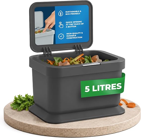 YourCasa Kitchen Compost Bin 5L, Countertop Food Waste Caddy