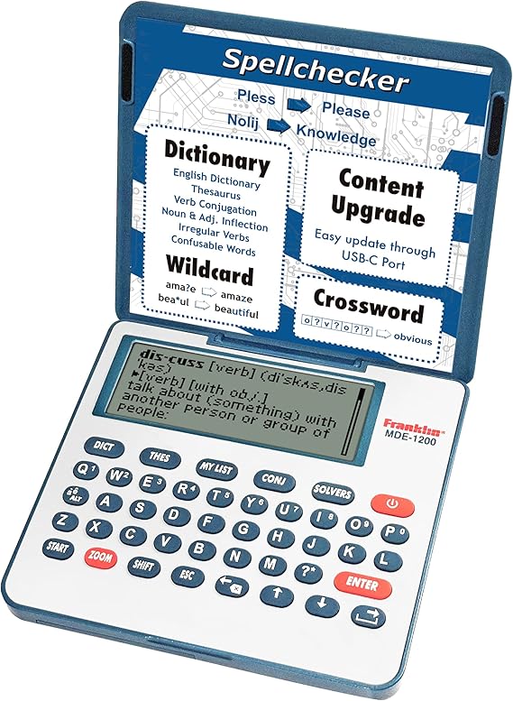 Franklin Electronic dictionary and thesaurus MDE-1200 English dictionary, synonyms, spell checker, word games, grammar tools, digital dictionary, portable device with