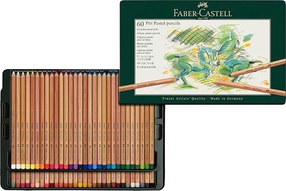 Faber-Castell Pitt Pastel Boya Kalemi, 60 Renk, Yüksek Pigment, Solmaya Dirençli, Fırça ve Parmakla Dağılabilir, Yuvarlak Gövde