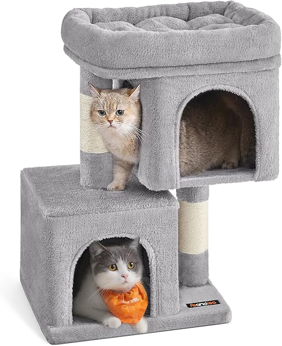 Feandrea S Tower Tree for Large Cats, 65 cm, 2 Caves, Scratcher