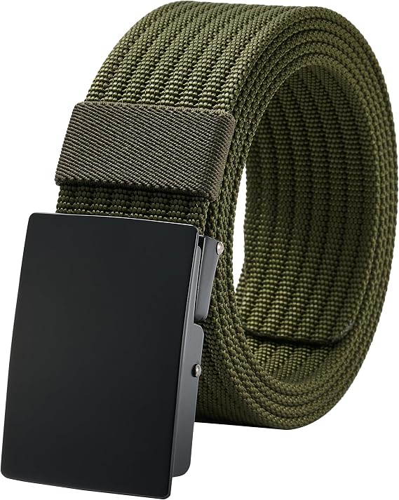 LionVII Canvas Web Belts Mens - Metal Buckle Fully Adjustable Belt Strap for Work, Adjustable Trim to Fit 27-49" Waist