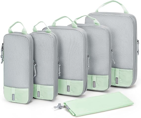 BAGSMART 6pcs Compression Travel Packing Cubes for Suitcases Backpack